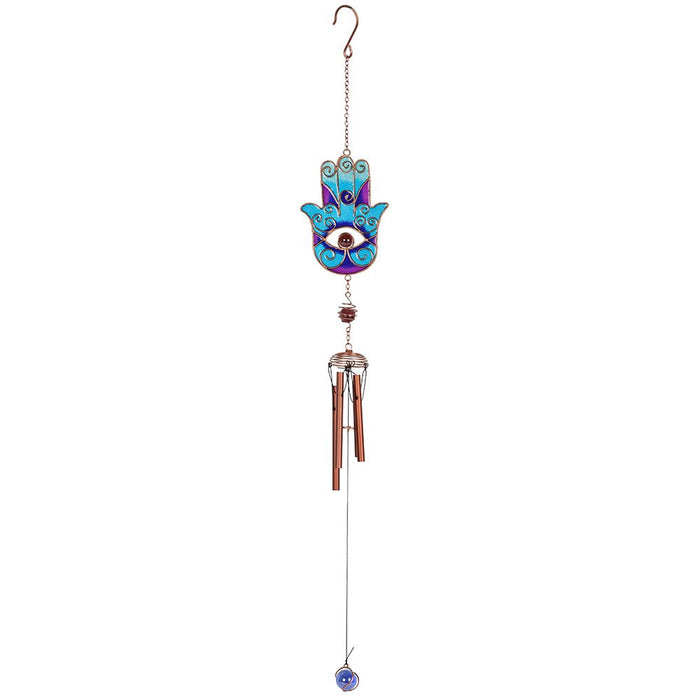 Hand of Hamsa Wind Chime - Blue